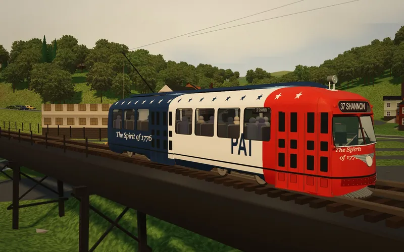 Air-electric PCC 1776 in red, white and blue for the Bicentennial
